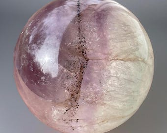 Pink Watermelon & Dendritic Galaxy Fluorite Sphere / Natural Crystal Ball / Unique Pink Gems
