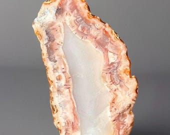 Pink Banded Agate from Turkey –  Collector Crystal, Natural Agate Slab Specimen, Agate Freeform Slice (227)