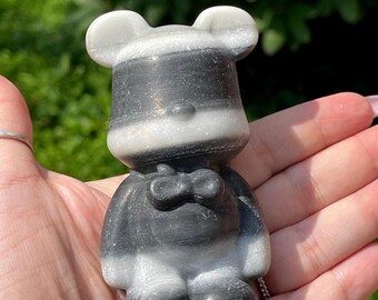 Tai Chi Stone Bear - Taiji Jasper Black & White Big Bear Crystal Carving - #53