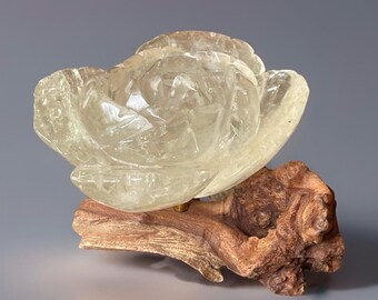 Light Smokey Quartz XXL Forever Crystal Flower, Natural Gemstone Rose Sculpture, Unique Stone Whimsical Home Decor, Mother’s Day Gift