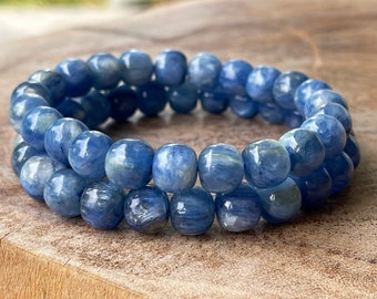 Kyanite HQ Bracelets, Blue Kyanite in Quartz beads, Rare Top Quality bracelets