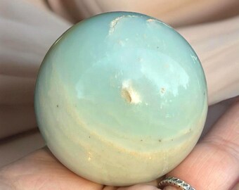 Caribbean Calcite Sphere, Natural Ocean Blue Crystal Ball, Sea Blue Polished Calcite (430)