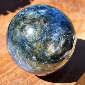 Kyanite XL Sphere | Manifestation Stone | Blue Kyanite Smokey Quartz Spheres | Crystal Gifts | Home Decor | AAA Top Grade Crystals