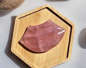 Natural Madagascar Rose Quartz Lips Crystal Carving
