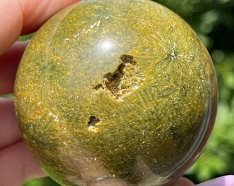 Kabamby Ocean Jasper Sphere, Marovato Jasper Crystal Ball, Collectors Unique Green Ocean Jasper