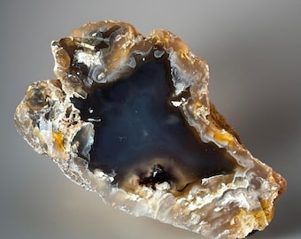 Nebraska Blue Chalcedony Nodule — Front Polished Collector Specimen