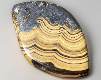Schalenblende - Poland, Marcasite Galena Sphalerite Pyrite & Wurtzite Flat Back Mini Palm - Cabochon Gemstone