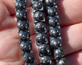 Hematite Cat Bracelet 7mm - Root Chakra - No. 211