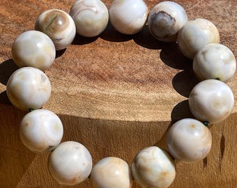 8th Vein Ocean Jasper Bracelet 14mm beads, Orbicular Ocean Jasper, Rare Jasper Beaded Jewelry