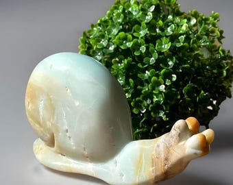 Caribbean Calcite XL Snail Hand Carved  Natural Crystal Figurine