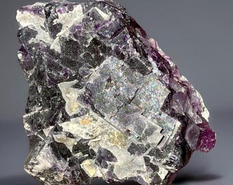 Cubic Purple Fluorite Specimen: Natural Etched Crystal, Collector's Mineral