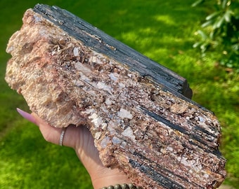 Collectors Black Tourmaline with Quartz, Feldspar & Mica in Matrix (Pegmatite Specimen), HUGE SPECIMEN 7 lb 14oz Extremely Sparkly Mineral