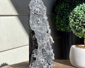 Sphalerite Statement Tower, Druzy Black Sphalerite AAA Grade Crystal