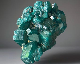 Dioptase Cluster Specimen, Natural Deep Emerald Green Raw Crystal Mineral, Rare Collector's Piece, Striking Emerald Green Gemmy Dioptase