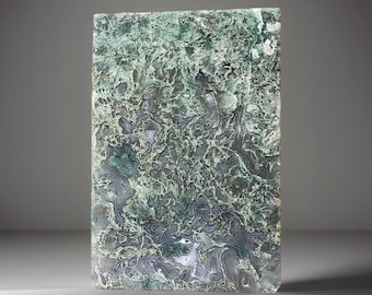 Moss Agate Green & Blue Slab with beautiful transparency, Druzy Agate Slab, Natural Stone Thick Plate