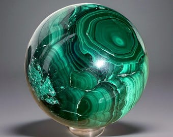 Malachite XL Sphere, Flower Malachite Crystal , Natural Malachite Ball , AAA Grade Rare Crystals