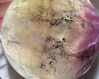 Pink Dendritic Fluorite Collectors Sphere - #68 • One of a kind Crystal Sphere