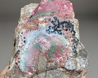 Cobaltoan Calcite with Cuprite and Malachite / Natural Collectors Statement Specimen / Unique Crystals & Minerals