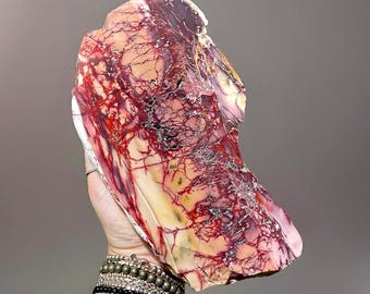 Mookaite Crystal Statement Slab • Colorful Australian Spider Veins Mookite Raw Edge Natural Stone • Unique Crystal Rock specimen