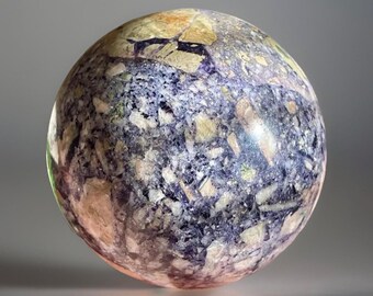 Tiffany Stone Sphere, Opalized Fluorite 62mm, Unique Polished Collectors Crystal Ball