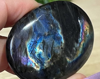 Spectrolite Labradorite Palmstone Rare Crystal from Finland, Natural Spectrolite with flash, Unique Crystal Gift