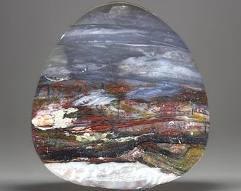 Rainbow Blue Petrified Wood Freeform Flat Crystal: Rare Natural Collectors Rock, Lapidary Specimen Slice (304)