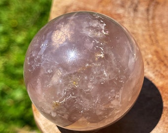 Star Blue Rose Quartz Sphere , HQ Rainbow Madagascar Rose Quartz