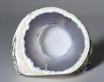 Agate Geode Freeform • Natural Bookend Black & White Crystal • Sugar Druzy Agate • Crystals for Gifting Collecting