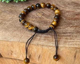 Tiger’s Eye Adjustable Beaded Bracelet - #8MM