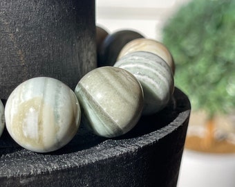 Ocean Agate Bracelet 16mm beads collectors edition - Blue Green Agate - Rare Find Natural Gem Jewelry