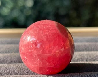 Jelly Rhodochrosite Gemmy Sphere, Deep Pink Gel Rhodochrosite Small Crystal Ball
