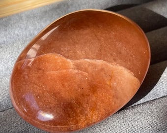 Peach Aventurine Shimmering Palmstone:  Red Aventurine Polished Pocket Crystal (499)