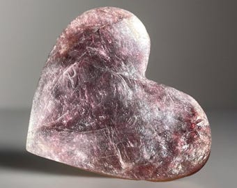 Gem Lepidolite Large Flashy Heart - #59