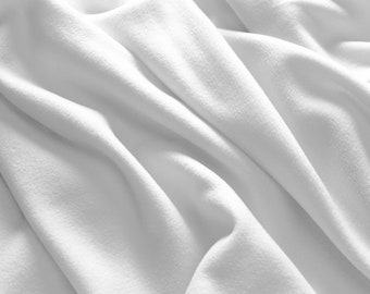 WHITE Polar Fleece fabric by metre, Anti pill fleece fabric for babies, soft fleece fabric for hats, fleece for jackets (170 gsm 150 cms)