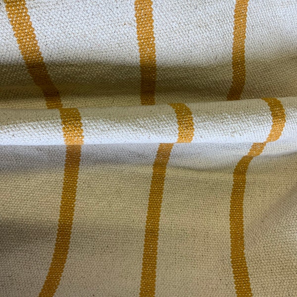 MUSTARD YELLOW  striped fabric, Hopsack fabric for bench, furnishing fabric for cushions, upholstery -  by the metre, strong fabric, sack