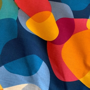 RETRO PATTERN - 60s 70s , Crazy Patterned Fabric for Lampshade, Cushions, Curtains Washable Material (155 cms wide/140gsm) Funky Sixties