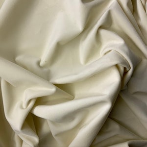 IVORY Colour Velvet for Upholstery - Footstools, armchair, Ottoman  - 140 cms - 330gsm