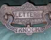 Antique Old Iron Letter Box, With LETTERS on Flap. 8 w x 4 h - 5 Slot - Rd No for 1899. Victorian Hardware, Door Furniture, Classic