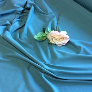 TURQUOISE fabric by the yard, Stretch jersey fabric children, Cotton jersey knit fabric for kids, tshirt fabric, Cotton jersey fabric