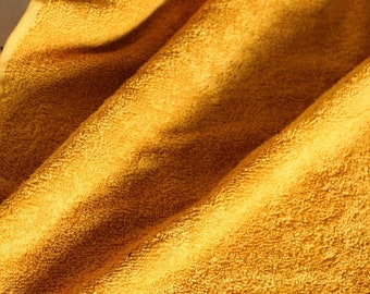 Senfgelbe reine Baumwolle Meterware, Baumwolle Frottee Stoff, Saugstoff für Strandtasche, Bademantelstoff für Küchenhandtücher