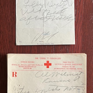 May include: Two vintage prescription forms with handwritten notes. The top form is from Dr. H.H. Witherstine, and the bottom is from Dr. Chas. T. Granger. Both forms feature detailed medical instructions and patient information.