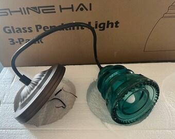 Blue Glass Insulator Pendant Ceiling Lights 3-Pack