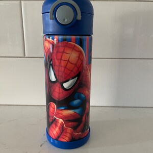Lot of 2 Marvel Amazing Spider-Man Sippy Cups w/ stoppers and screw-on lids  EUC
