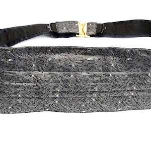 Vintage Grey Silk Cummerbund w/Silver Flecks | SAM BABILA Tuxedo Belt | Made in Canada | Approx. 94cm-104 cm/37&quot;-41&quot; | Groom Wedding Formal
