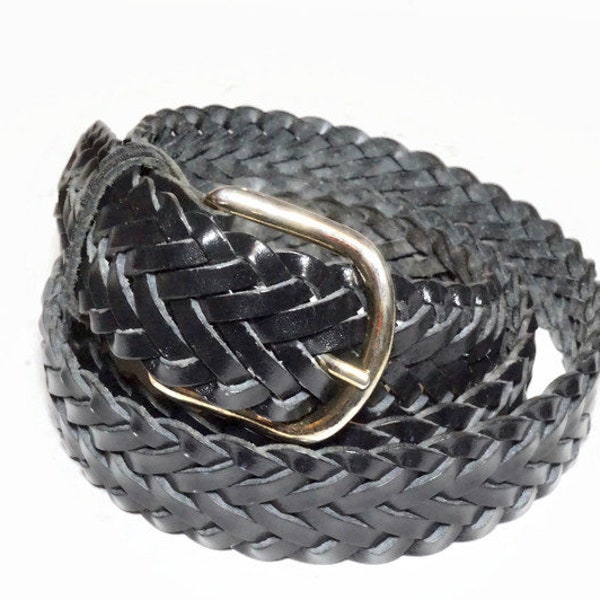 BLACK WOVEN LEATHER BELT main image 0