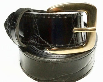 LP Vinatge Black Leather Belt sz S LP Vintage Collection leather Belt, sz. L, handmade in China  main image 4
