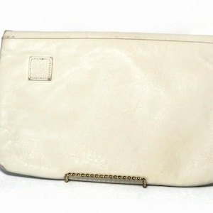 Cartera vintage de piel auténtica de Anne Klein / Cartera de mano color crema / Bolso de mano Calderon / Accesorios de moda de diseñador de los años 80