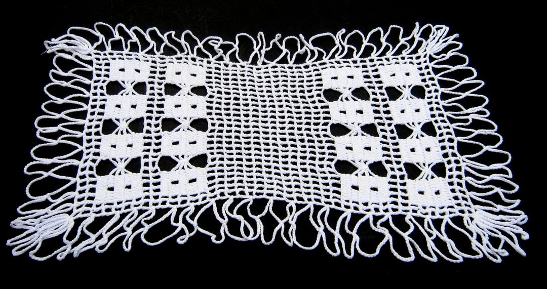 White Crocheted Doily 14 X 8 Rectangular - Etsy