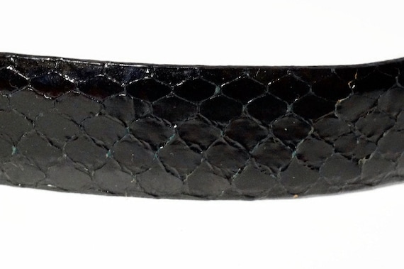 Vintage Genuine Leather Reptile Grain Skinny Brow… - image 5