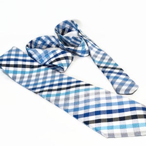 Vintage IZOD Silk Tie | Turquoise Blue Gingham Checkered Plaid Necktie | Classic Country Style |  154cm x 8cm/60.6&quot; x 3.1&quot;